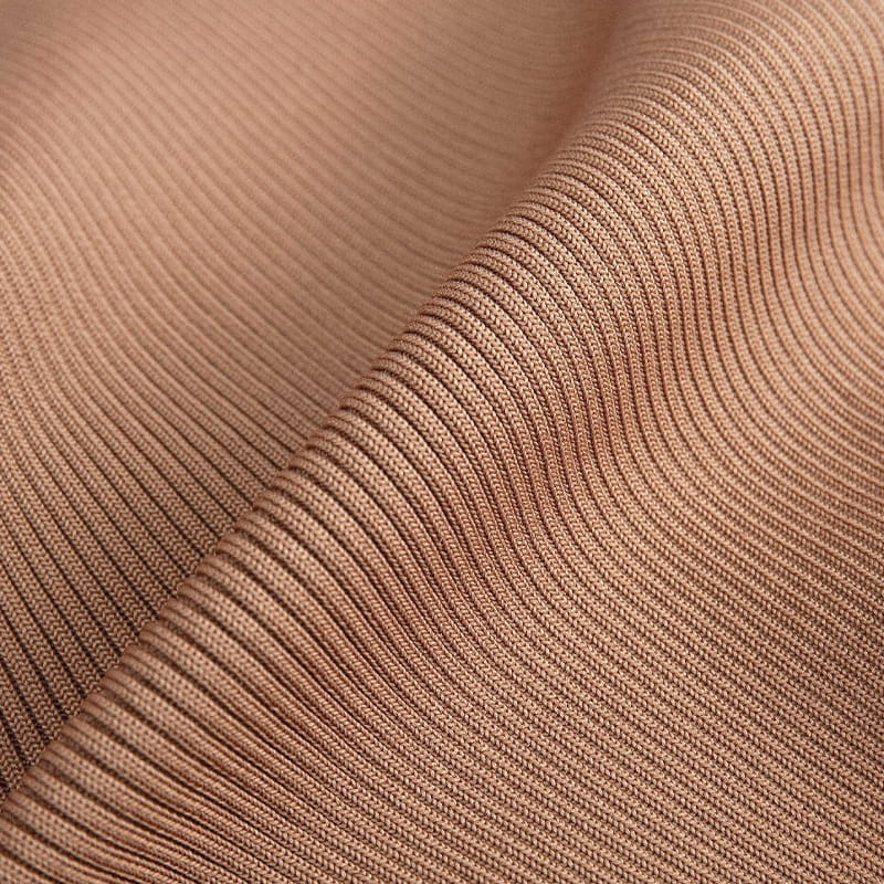 Hafif Giysiler İçin 2x2 Düşük Streç Polyester Nervürlü Örgü Kumaş