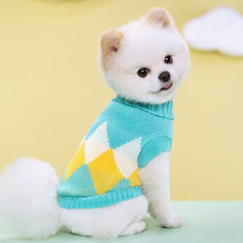 Mavi Ekose Rowan Sıcak Pet Örgü Kazak