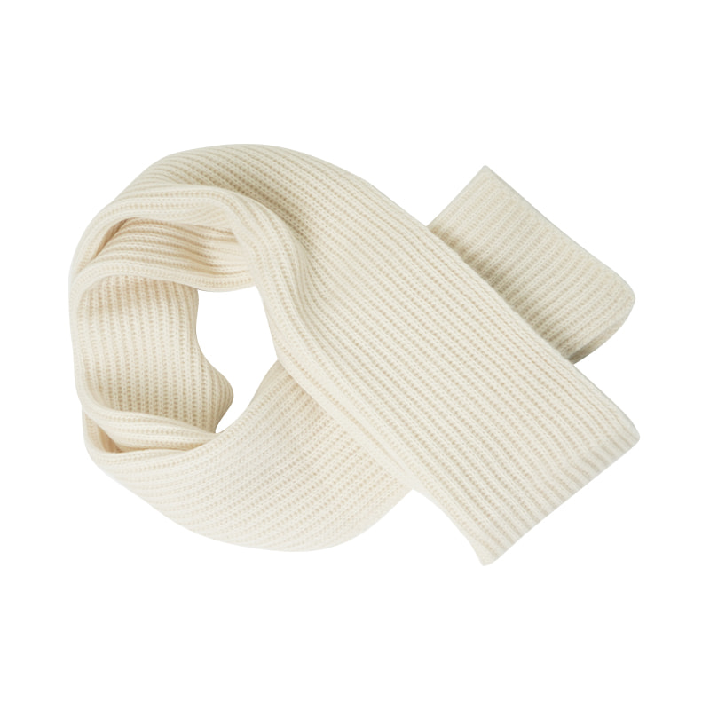 Beyaz Yumuşak Nervürlü Triko Kışlık Eşarp